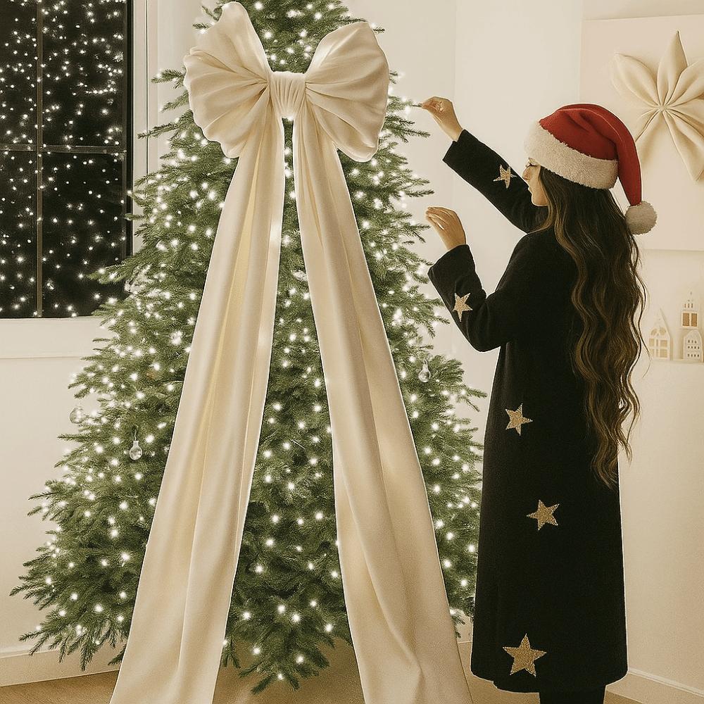 Feest Decoratie 50*200cm Kerstboom Topper Strik Oversized Organza Materiaal Hangend Ornament Kerstboom Decoratie Kerstboom
