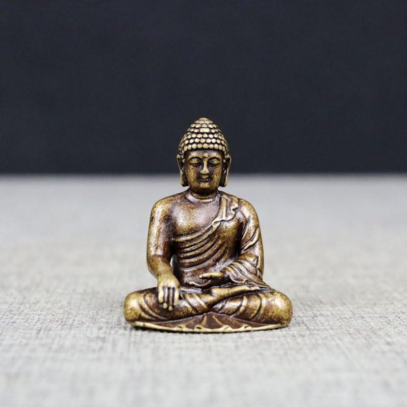 Miniature Amitabha Buddha Statue (for Those Born In the Year of the Dog or Pig) Made of Brass (4.9cm High X 3.4cm Wide) - Protective Buddha for the