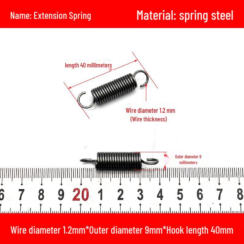 1.2mm Wire Extension Spring with Hook - Soft Tensile Force Spring Accessory