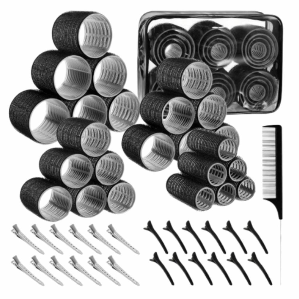 50Pcs 4 Sizes Rollers Self-Grip Hair Rollers Set Heatless DIY Heatless Hair Curlers Reusable Hair Partition Clip