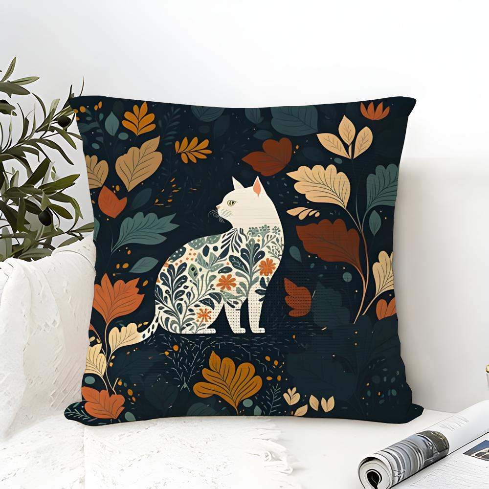 Colorful Plant And Classic Animal Print Pillow Case Cotton Linen Fabric Square Zipper Pillowcase Home Decorative Living Room