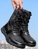 Plus Size Men's Breathable Side Zip Tactical Boots - High-Top Outdoor Military Style