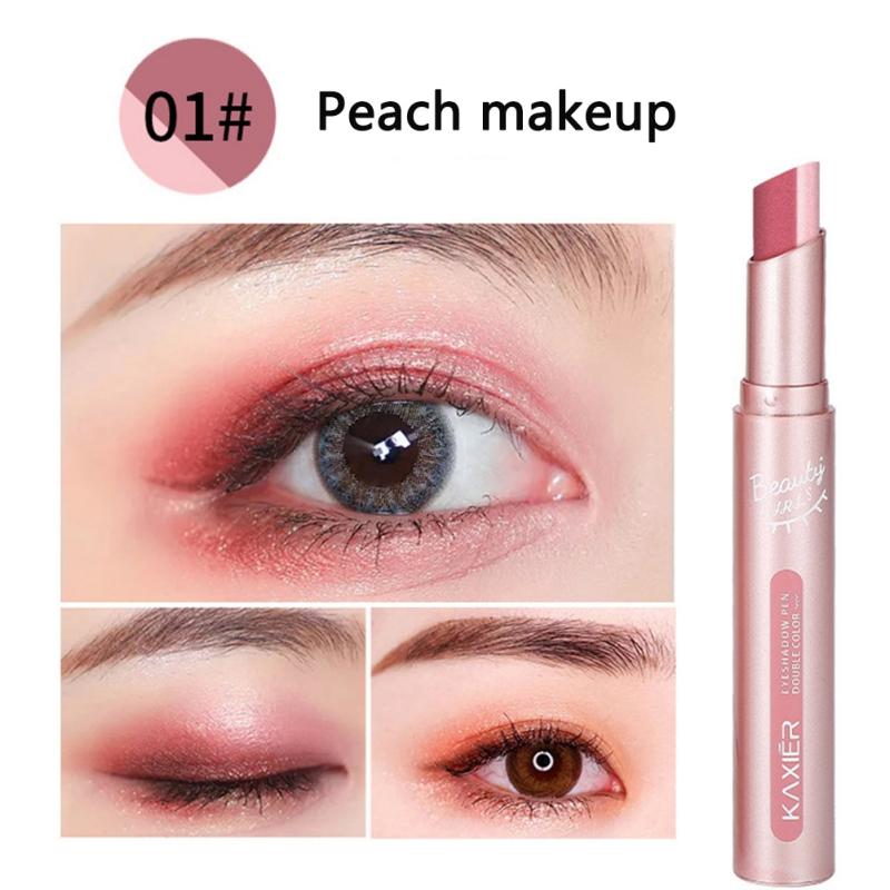 2 Colors Combine Eyeshadow Pen Glitter Shiny Long Lasting Stick Waterproof Highlighter Pearl Shimmer Makeup Maquiagem Soft