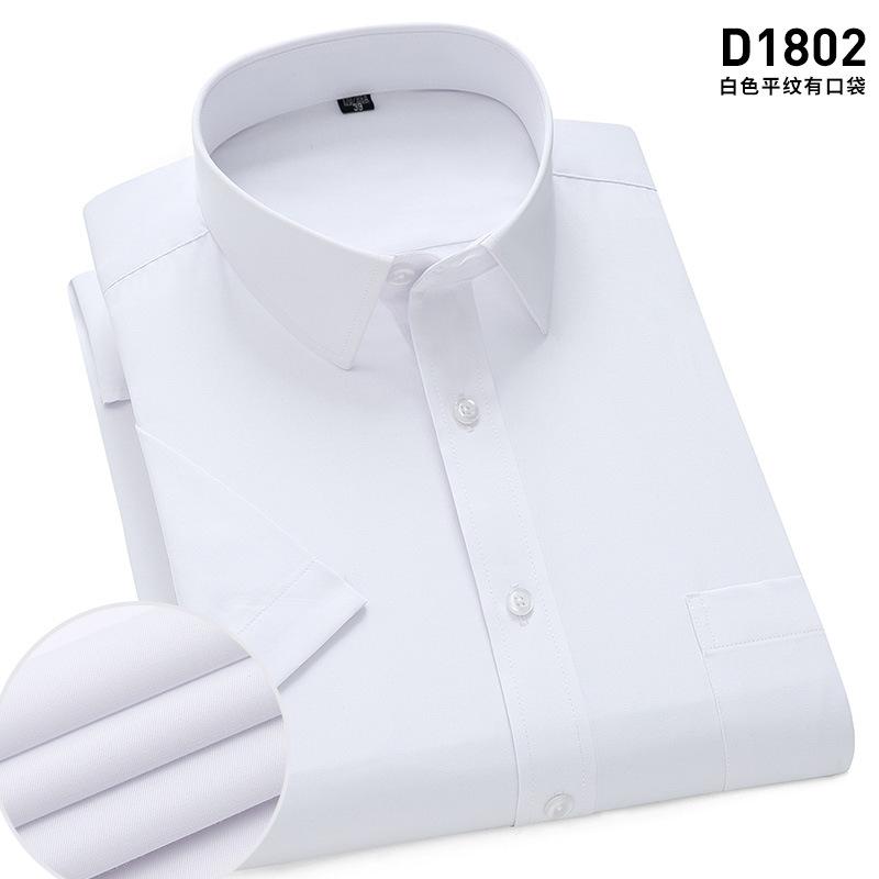 4XL Classic Stripes Solid Color Work Blue Black Plain White Shirt for Men Short Sleeve Shirts for Men 3XL Business Office Pocket