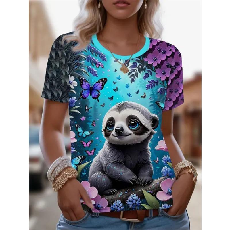 Fashion Casual Versatile Short Sleeve Crew Neck Printed Top Loose T-Shirts Women’s