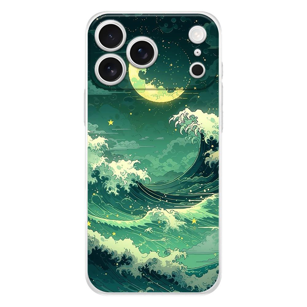 Soft Clear TPU Phone Case For iPhone 17 Air 16E 16 11 15 14 Pro MAX 12 13 7 8 Plus SE Easter Cover Moon Cloud Comic Style