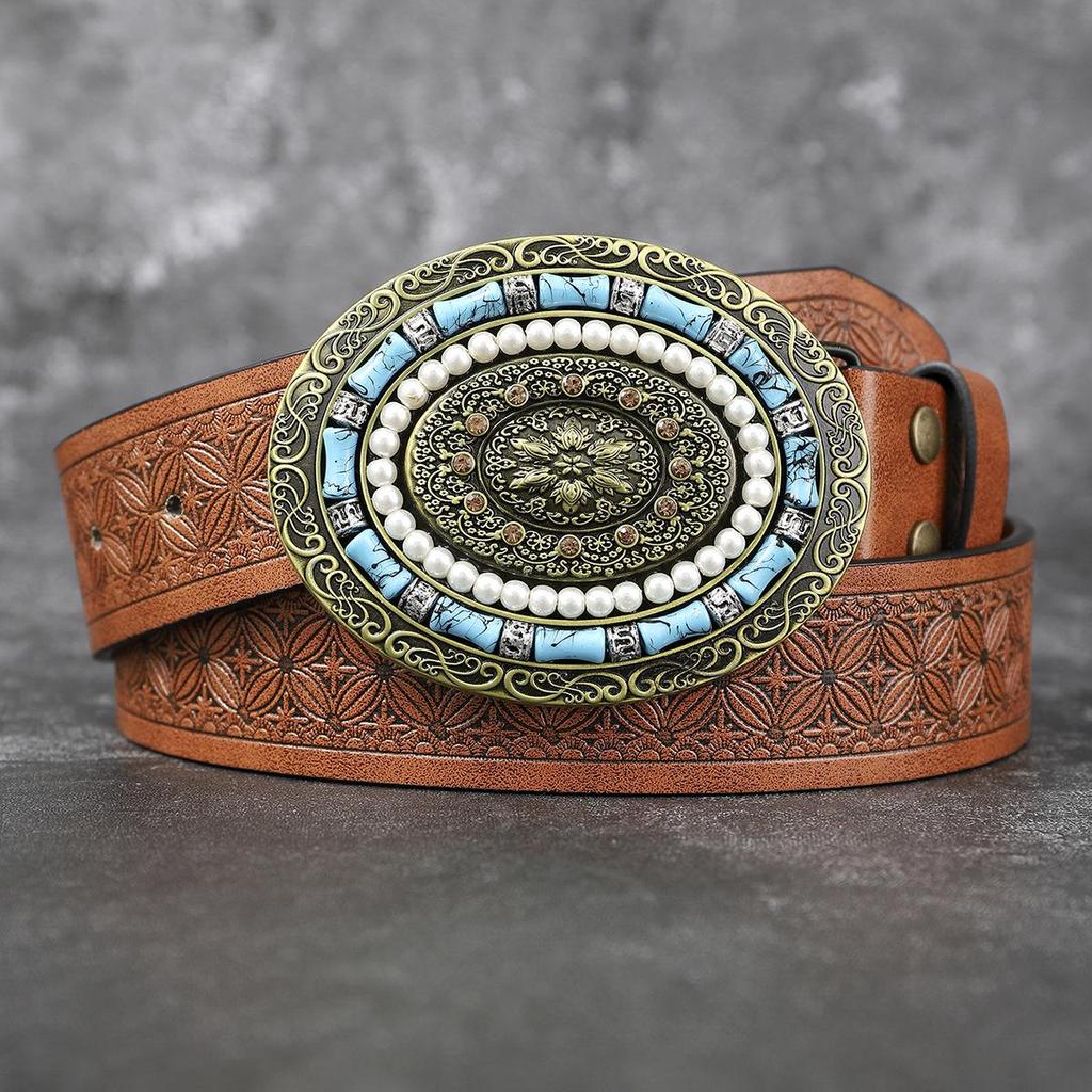 Retro Saphir Perlen Modegürtel für Damen