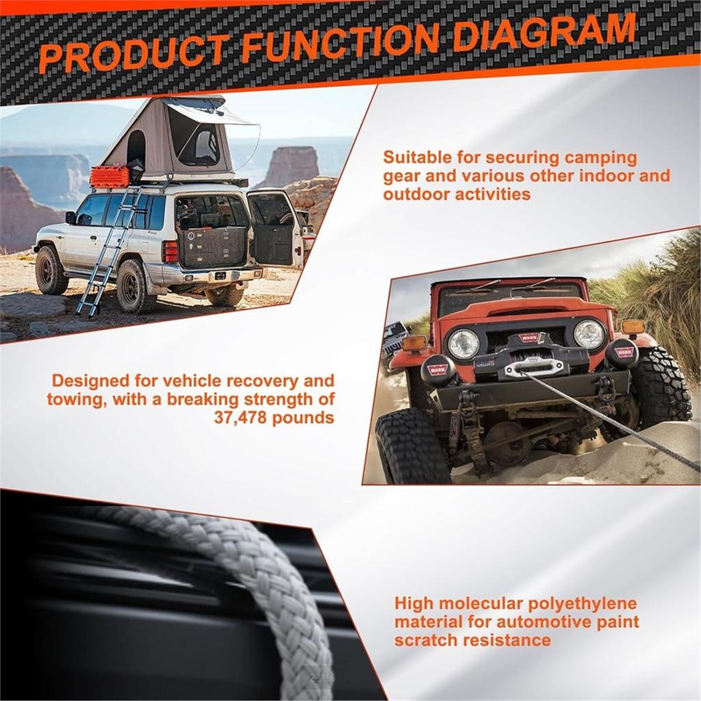 2 ks syntetické měkké oko, 1/2" x 22" měkké oko, lano pro vyproštění na silnici, vyprošťovací offroad tažné oko pro většinu automobilů