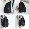 School Travel Bag Versatile Solidcolor Largecapacity Backpack Unisex Black
