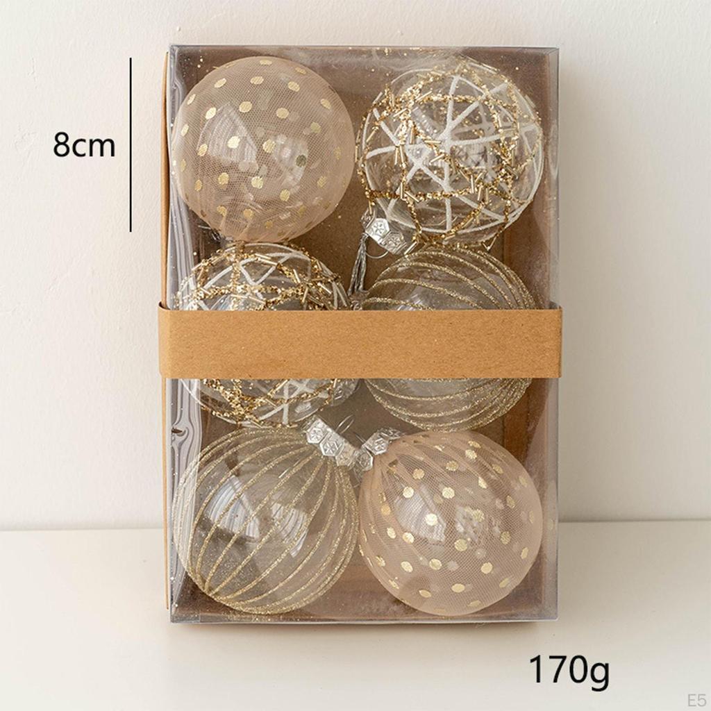 6 Pieces Christmas Ball Ornaments Set Baubles Pendants for Garland Housewarming