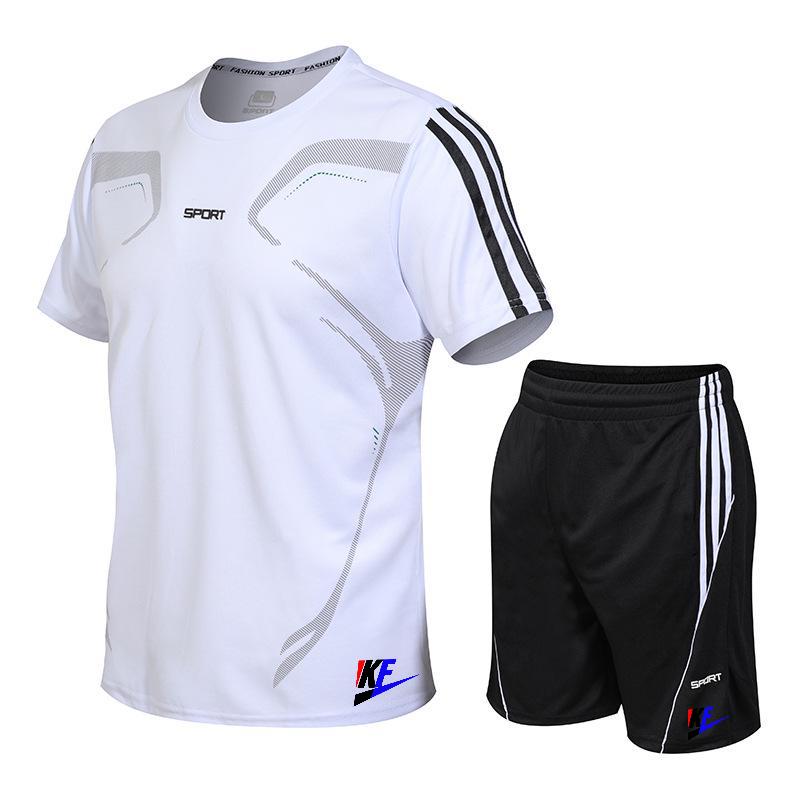 

2026 Men s Casual Sportswear Summer Fitness Short-sleeved T-shirt Quick-drying Clothes Running Loose Two-piece Set M