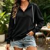 Women's Long Sleeve Zip-Up V-Neck Hoodie Sweatshirt