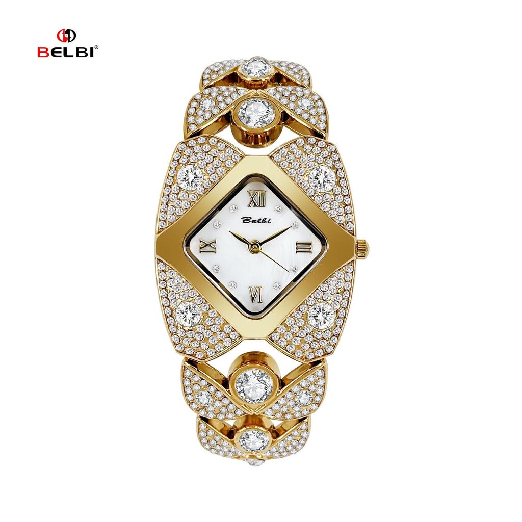 Unique Design Gold Women Bracelet Watches Luxury Elegant Wrist Watches For Ladies Full Diamond Women Quartz Wristwatches