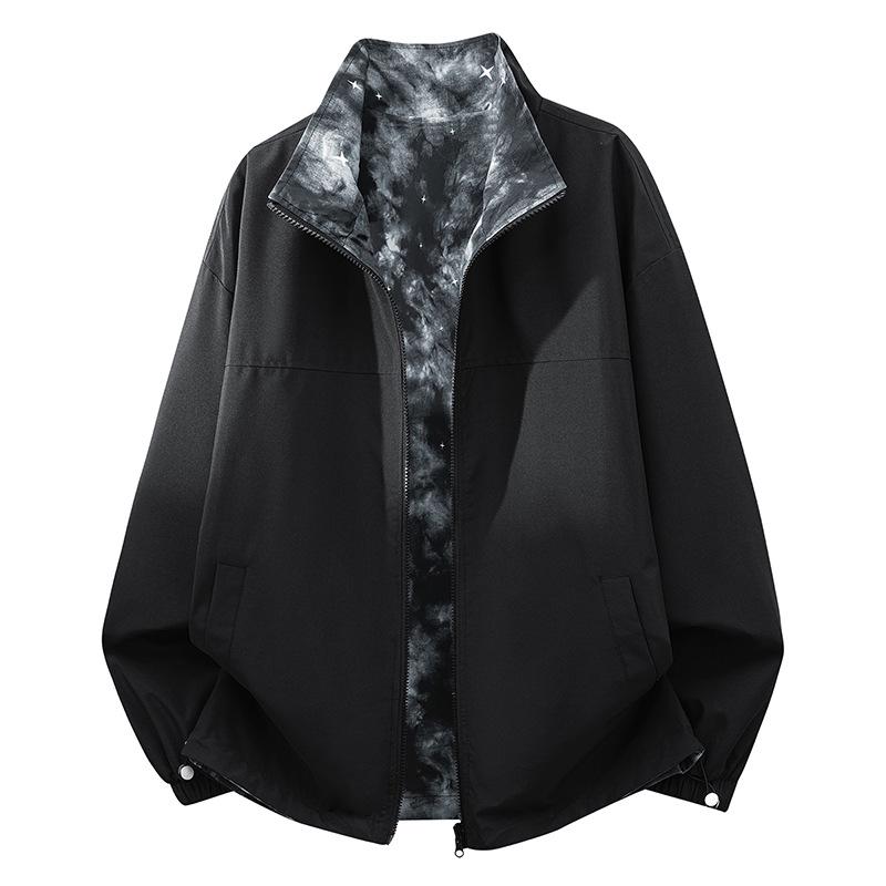Spring Double-Opening Japanese Retro Stand Collar Casual Jacket XL