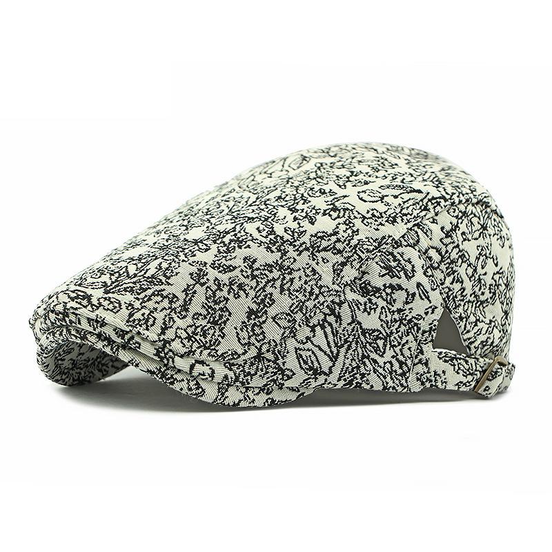 

Jacquard Hat Women Spring Beret British Vintage Peaked Cap Men Painter Cap білий