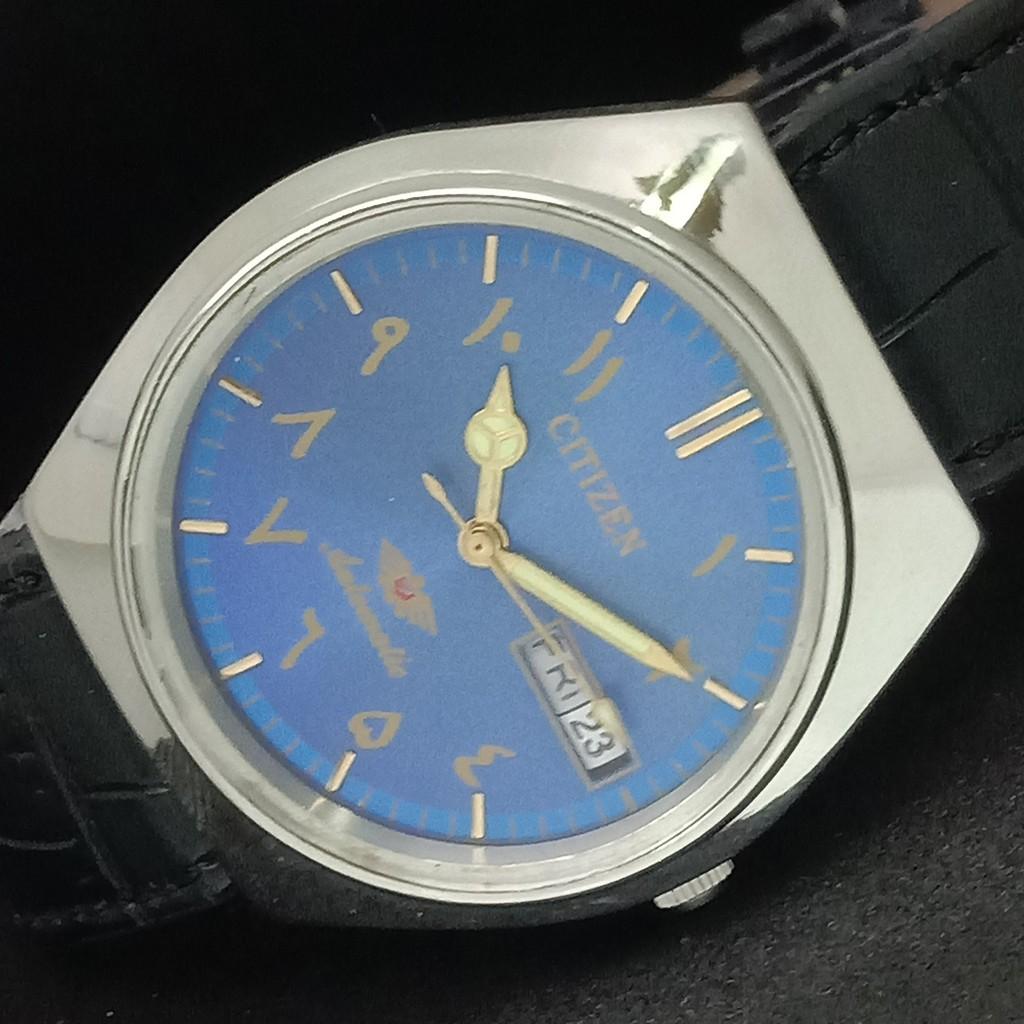 

USED VINTAGE CITIZEN AUTOMATIC 8200 JAPAN MENS ARABIC BLUE WATCH 528d-a278612-6 lot528d-a278612