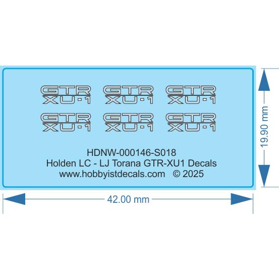 Holden LC - LJ Torana GTR-XU1 Decals - 1/18 - Water Decal
