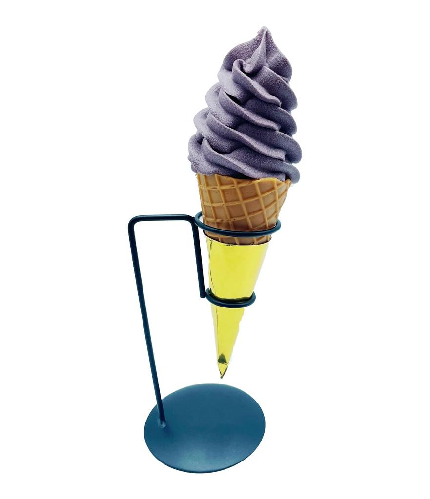 SAKIRABITO Food Sample Soft Serve Ice Cream Waffle Cone with Stand, Life-Size, Cafe/Restaurant Object (Chocolate)