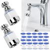2 Pcs Rotating Kitchen Tap Water Filter Faucet Filtration System with 20 Filter Elements 360° Swivel Bathroom Sink Purifier Reduces Chlorine