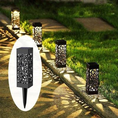 Solar Garden Ground Plug Lights Hollow Square Solar Waterproof Lawn Lights Outdoor Landscape Garden Park Camping Lawn Lights