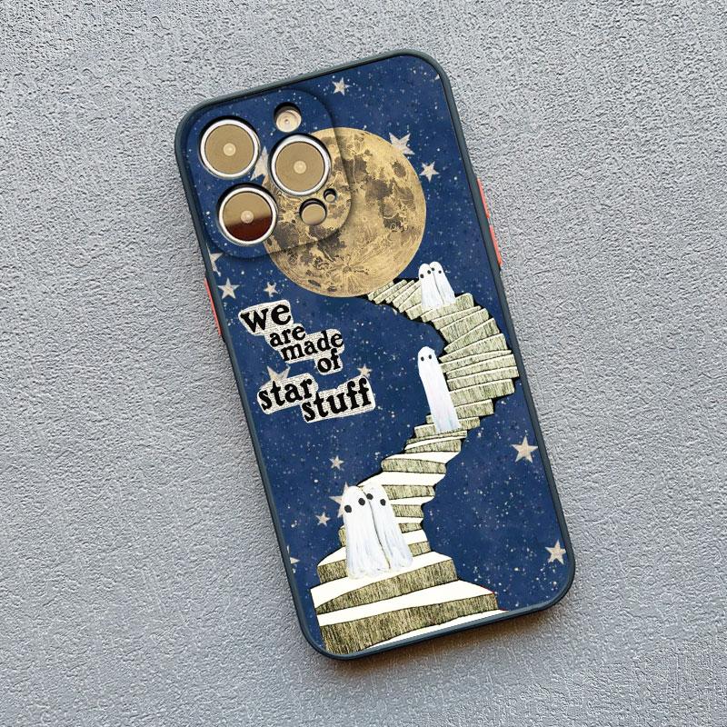 Matte Phone Case For iPhone 17 16 11 13 12 14 15 Pro Max 12 Mini 16 15 Plus X XS XR Ghost Illustration 11 Silicone Back Covers