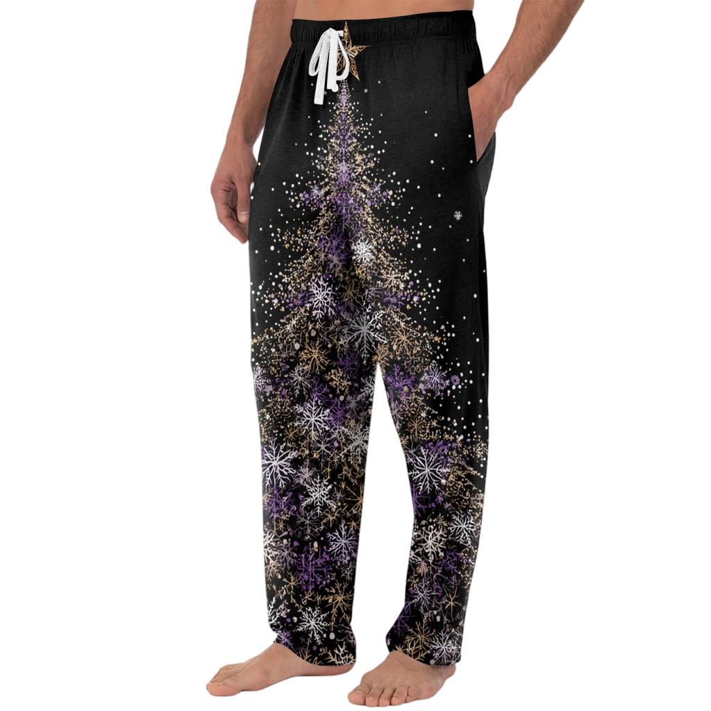 Men's Knitted Fashion Print Pocket Casual Pants Pajama Pants
