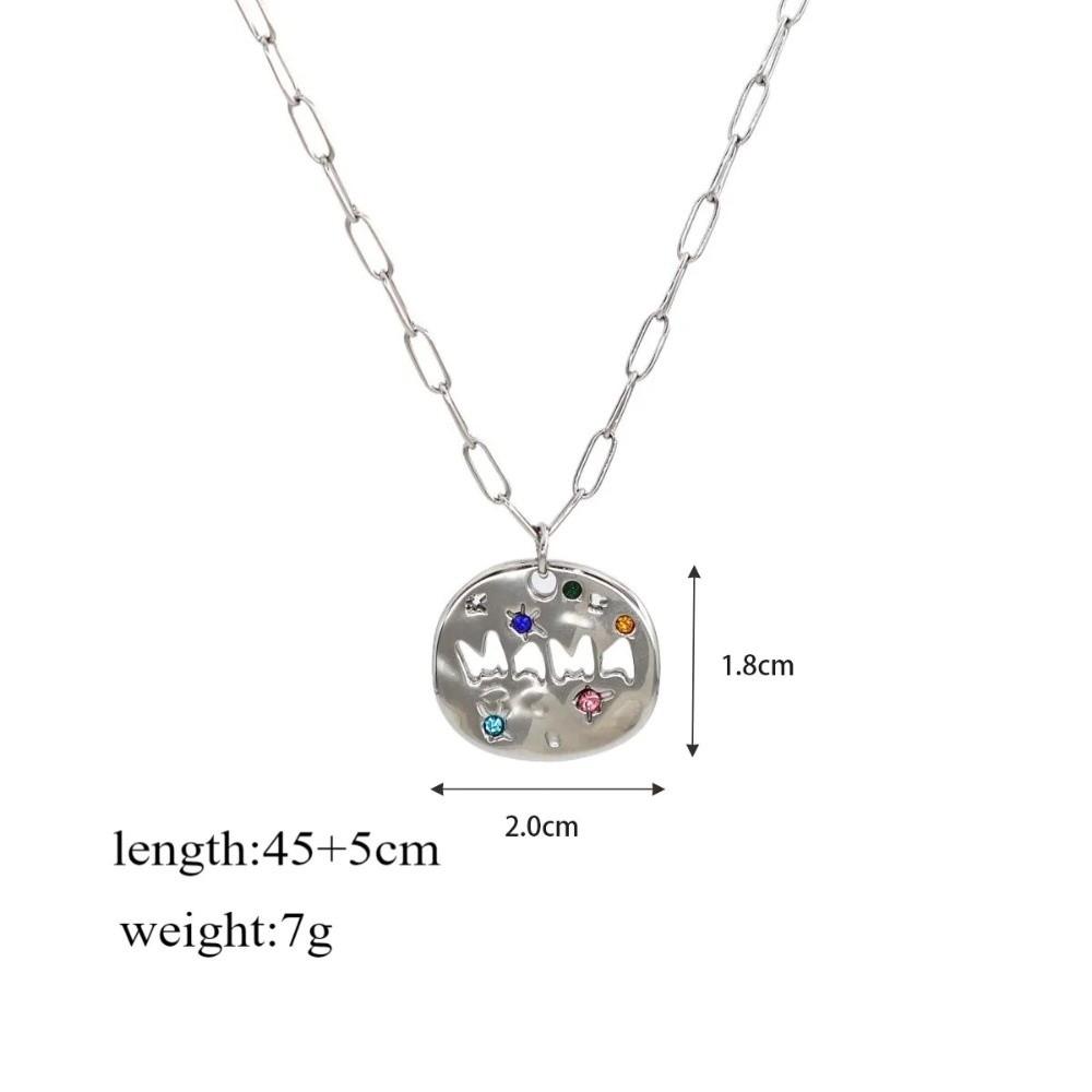 Colorful Full Zircon Guardian Pendant Necklace Stainless Steel Pendant Necklace  For Grandma