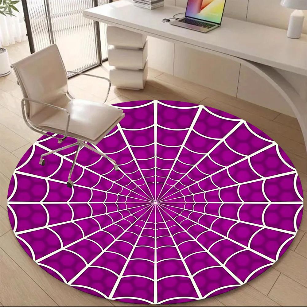 1pc Spider Web Office Round Area Rug, Indoor Mat Suitable ForOffice, Under Office Chairs Bedroom Living Room Home Decor, Room Decot077