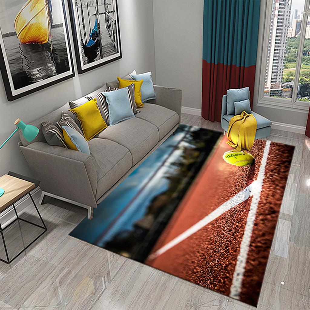 3D Funny Sport Tennis Carpets for Bedroom Living Room Bathroom Soft Comfortable Non-slip Absorbent Mat Children Play Bedside Rug