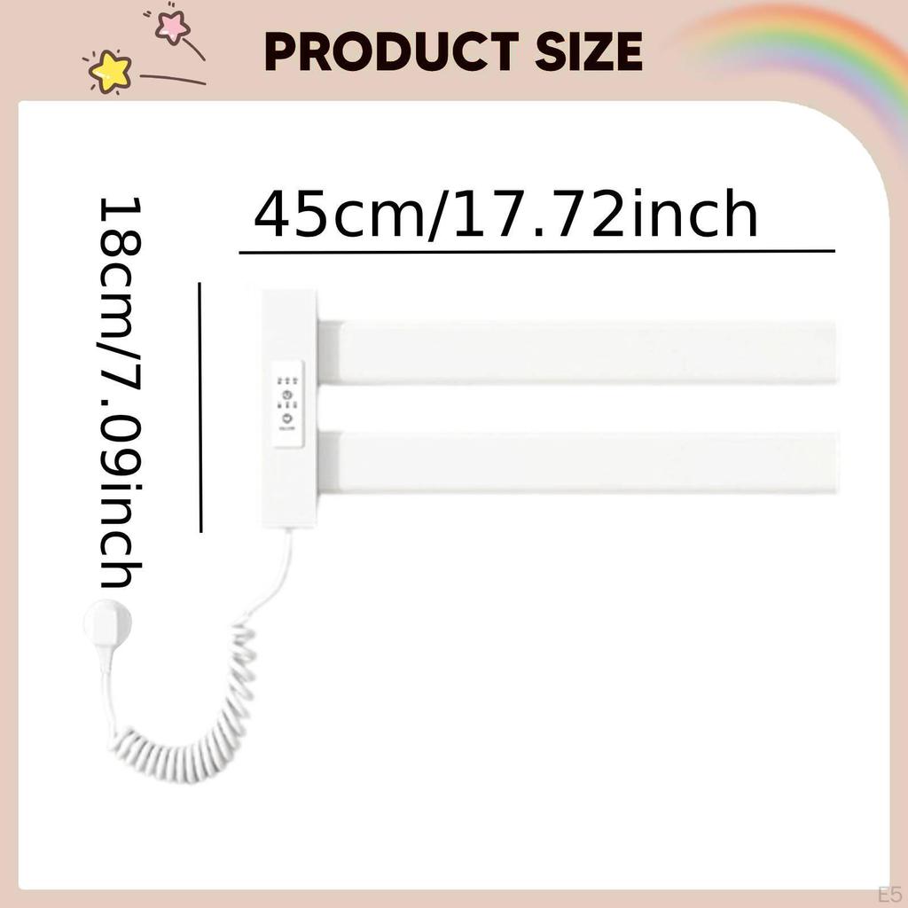 Electric Heated Towel Rack Smart Temperature Control Warming for Shower Black