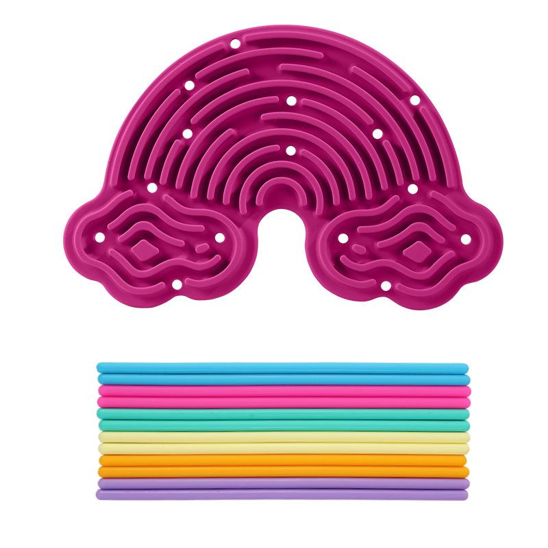 Creative Rainbow Clouds Silicone Sensory Activity Board, Color Training Toy, Double Side Busy Board, Fine Motor Skills&Fun Play