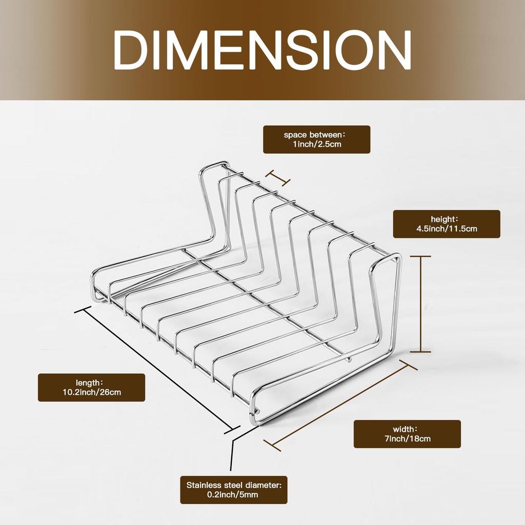 IMEEA Dish Stand, Dish Drying Rack, Plate Holder, W26×D18×H11.5cm, Plate and Pot Lid Storage Rack, Stainless Steel, 8 Compartments, Space-Saving, Silv