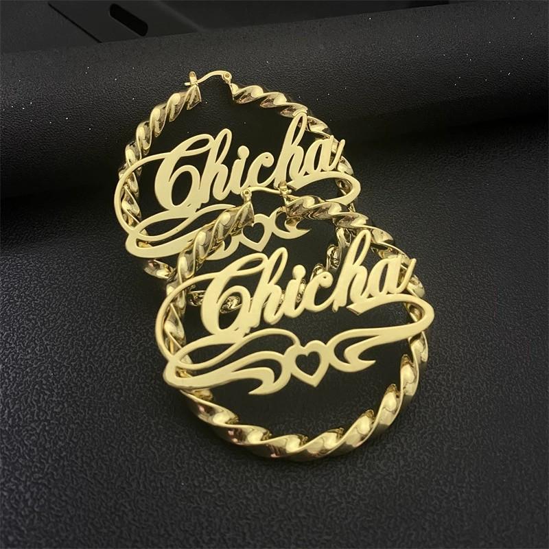 Crystal Name Earrings Nameplate Custom Hoop Earring for women Wedding Trendy jewelry