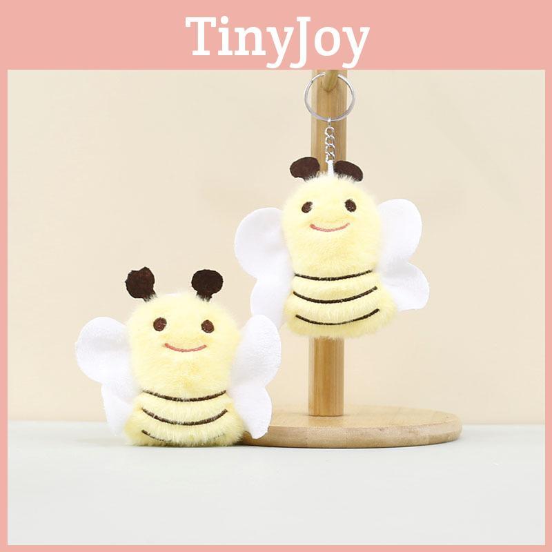 Charming Plush Bee Keychain Doll Cute Cartoon Backpack Accessory With Short Plush Material
