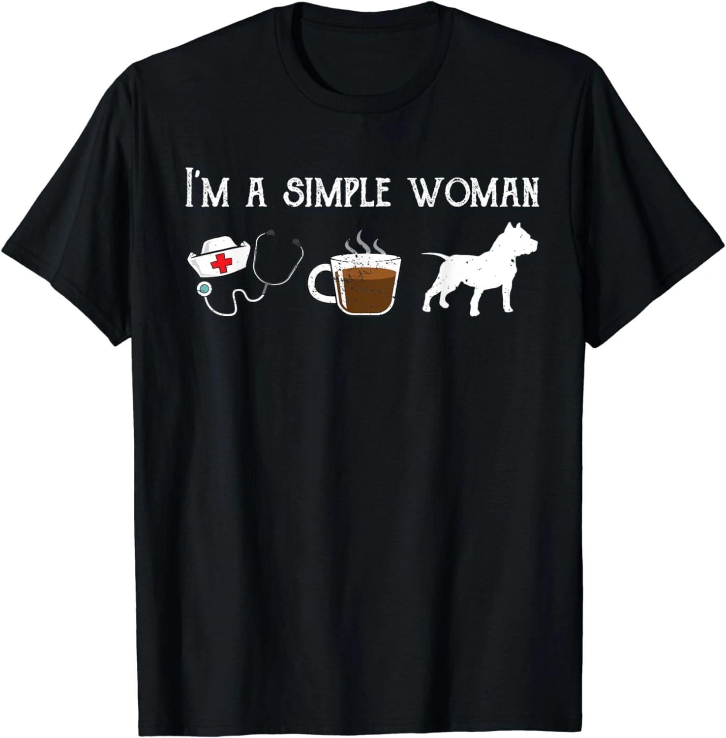 Funny Nurse Tea Coffee Lover Cute Pitbull Dog Pittie Mom Gift Unisex T-Shirt M