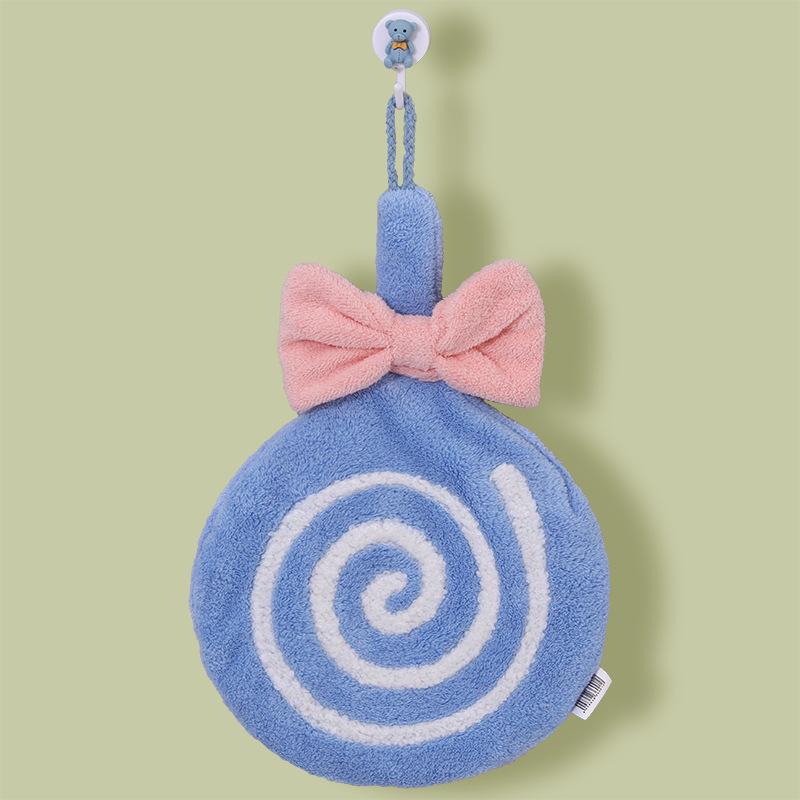 

Lollipop-Shaped Hanging Hand Towel - Thickened Absorbent Kitchen Cloth for Hand & Face Wiping синий