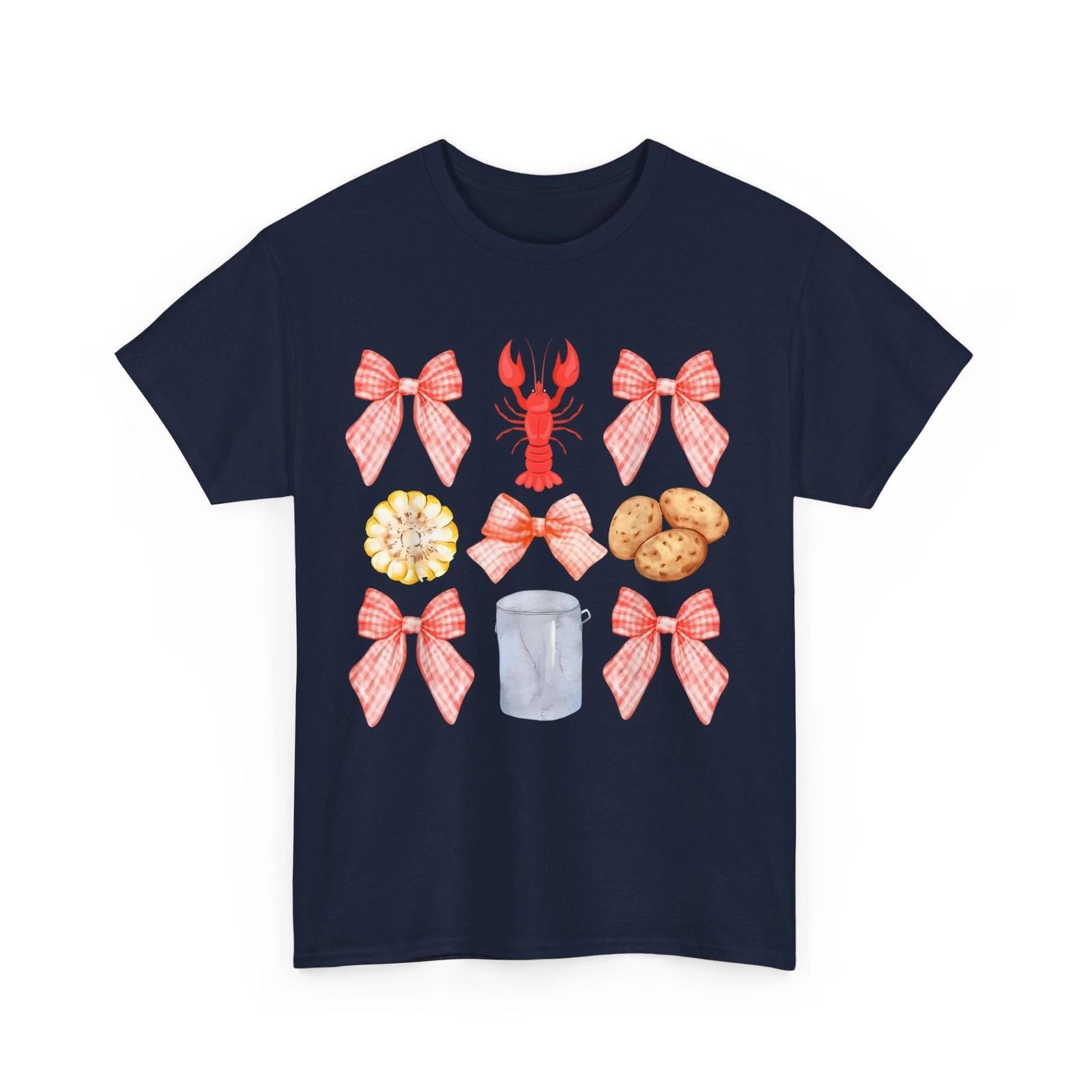 Crawfish Shirt, Seafood Lovers Pink Bow Coquette Crawfish Boil T shirt 2XL
