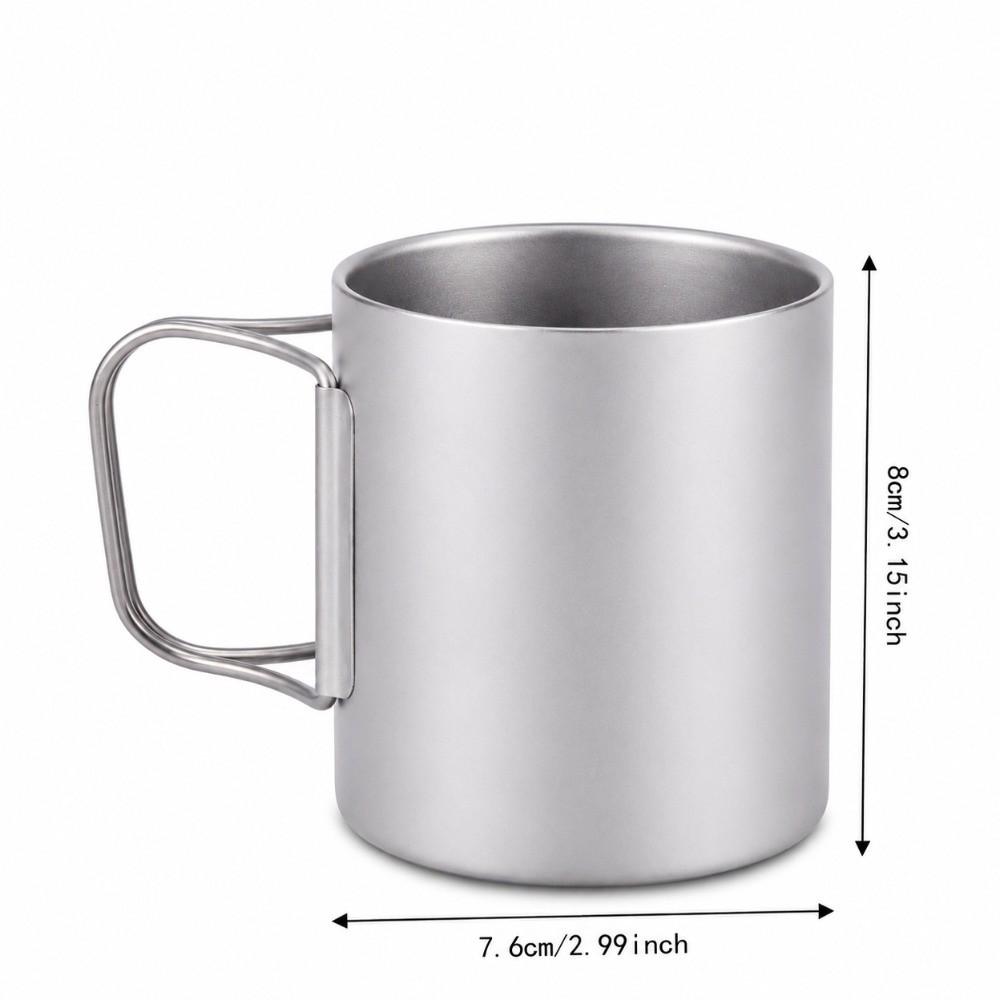 Double Wall Camping Mug Compact Outdoor Coffeee Bottle Portable Titanium Water Cup  Hiking