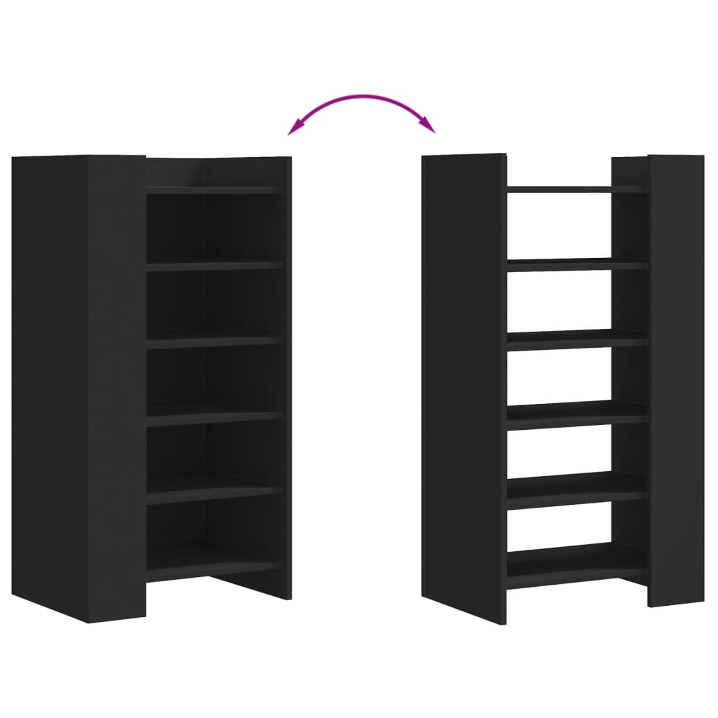 Shoe Cabinet Black 52 X 37.5 X 100 Cm Particleboard
