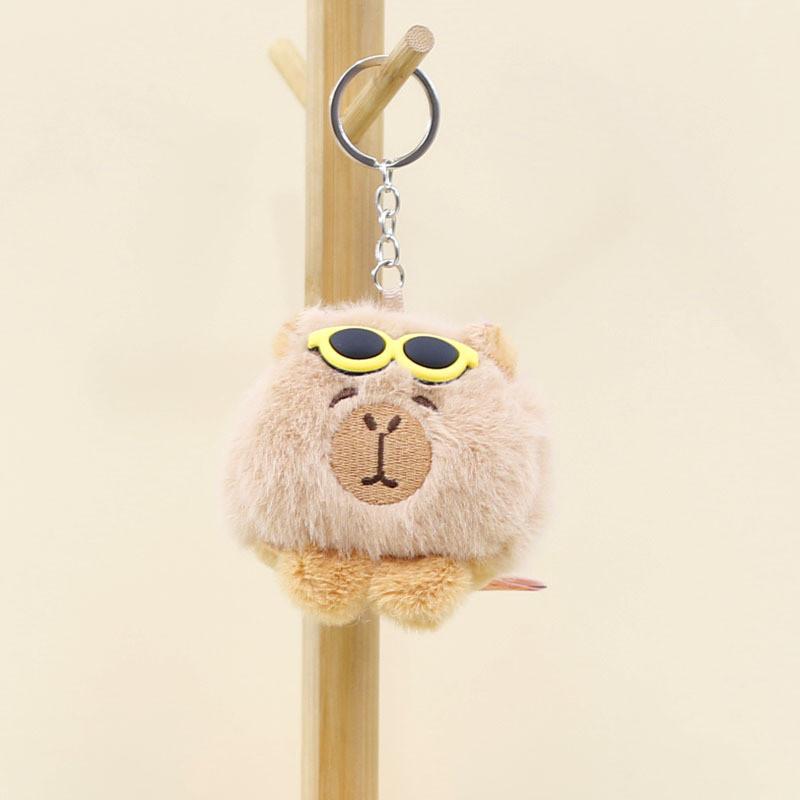Cute Capybara Plush Toy Keychain Adorable Bag Charm Soft Cotton Filling