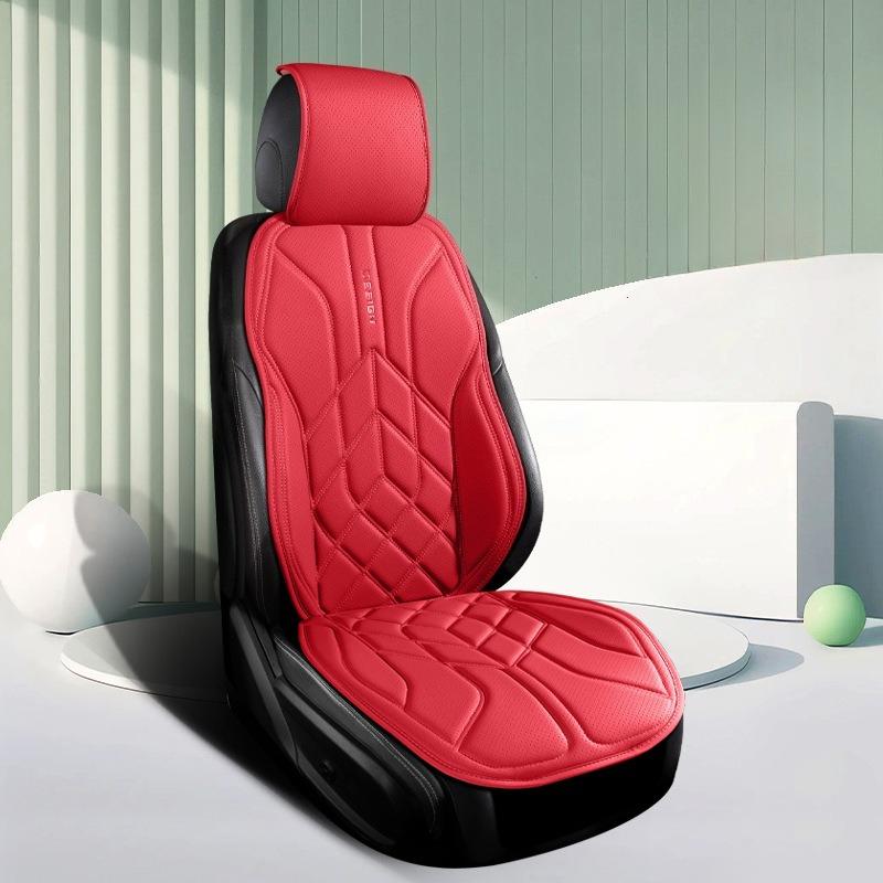 

Universal Style Nappa Leather Car Seat Cover Interior Protector Four Seasons Breathable Automobiles Seat Cushion Mat красный
