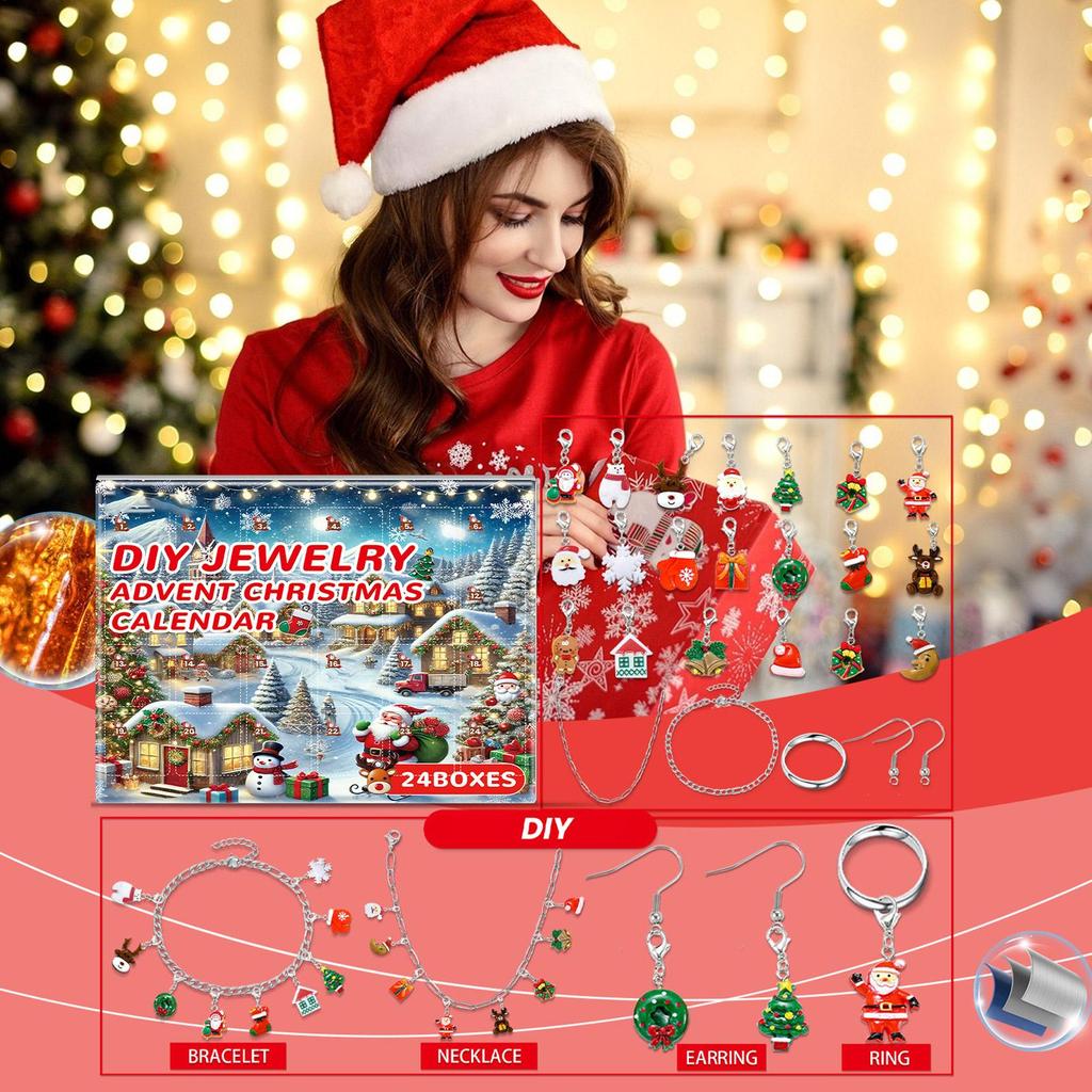Christmas Jewelry Advent 24 Days Jewelry Making Set DIY Bracelet Countdown Calendar For Girls Adults Collectors Craft Lovers