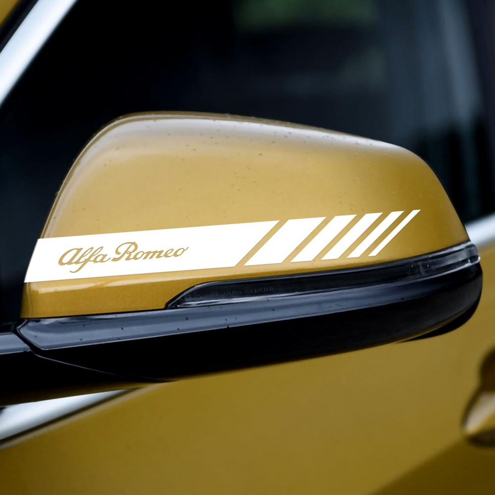 UHNPV1 TFLGX1 2PCS Car Side Rearview Mirror Body Decoration Sticker Decal Styling For Alfa Romeo TZ3 Sportiva Stelvio 147 156 Auto Accessories