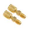 2Pcs R32 R454B Refrigerant Brass Adapter Left-Hand 1/4" Female To 1/4" Male Reverse Thread Low-Loss HVAC Quick Connect Fittings