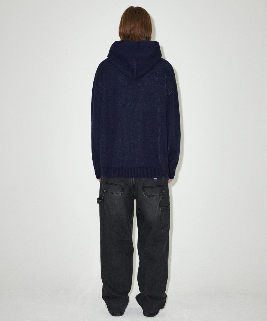 MAHAGRID Script Logo Knit Hoodie Navy(Mg2Efmk640A)