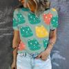 2025 New Summer Colorful Cat Cartoon Pattern Fallow Style Woman Clothing Oversized T-shirt Short Sleeve Comfortable Tops S-5XL