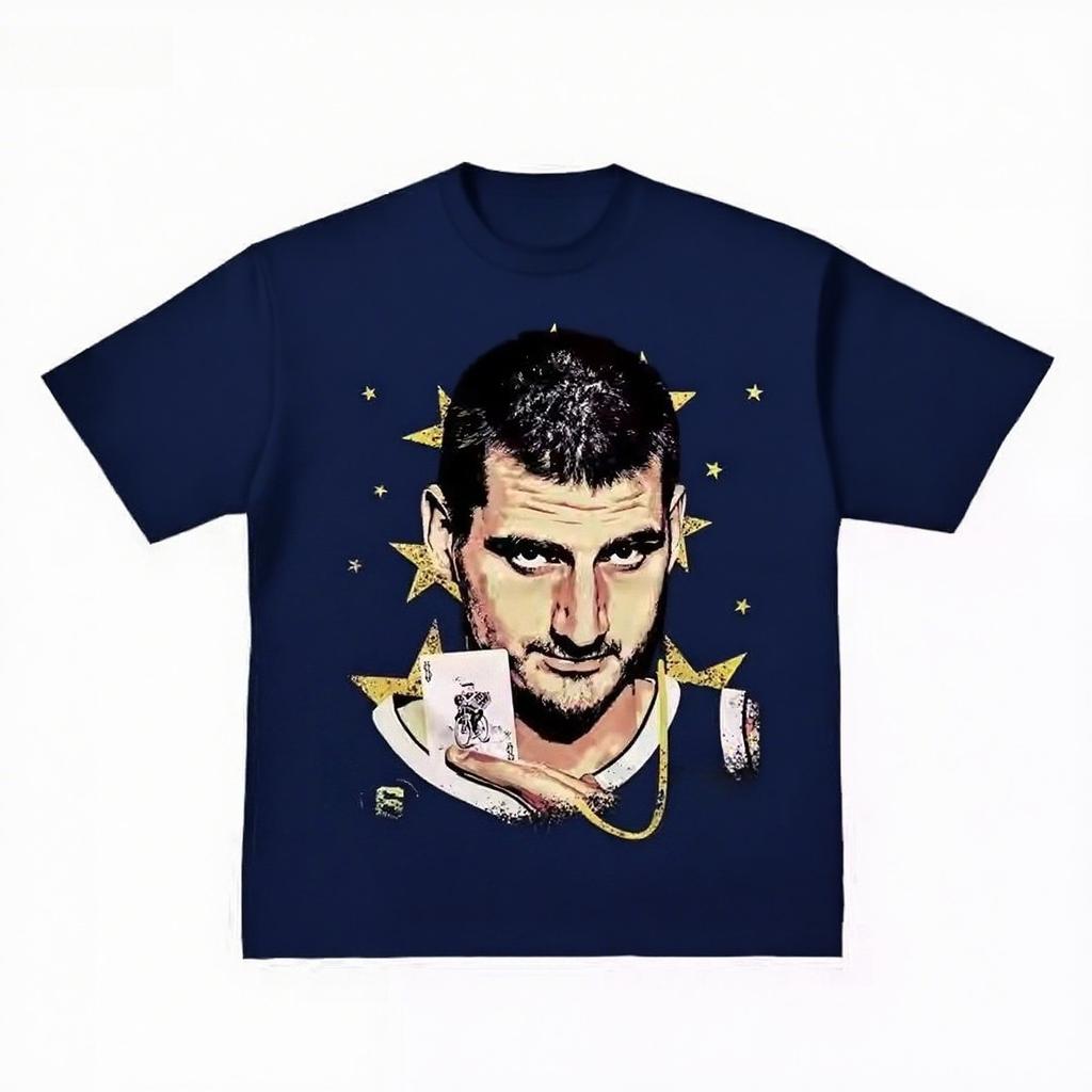 2025 Autumn and Winter Couple Pure Cotton T-shirt Sports Style Basketball Star Printing Comfortable Men's and Women's T-shirt