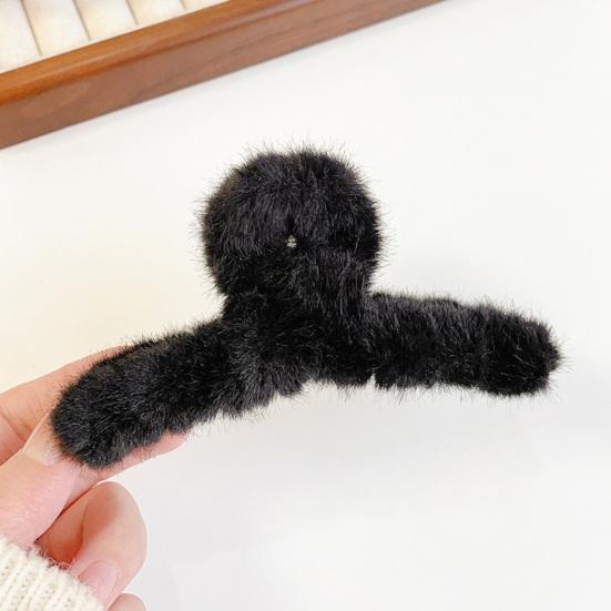 Winter Plush Hair Claw Faux Furry Korean Style Cross Teeth Back Head Shark Clip Solid Color Hair Barrette Headwear Hair Accessories