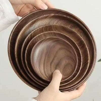 Massief Houten Theeblad Japanse Walnoot Droge Bubbelplaat Ronde Type Plaat Maaltijd Houten Servies Huishouden Snacks Gedroogde Vruchtenbord