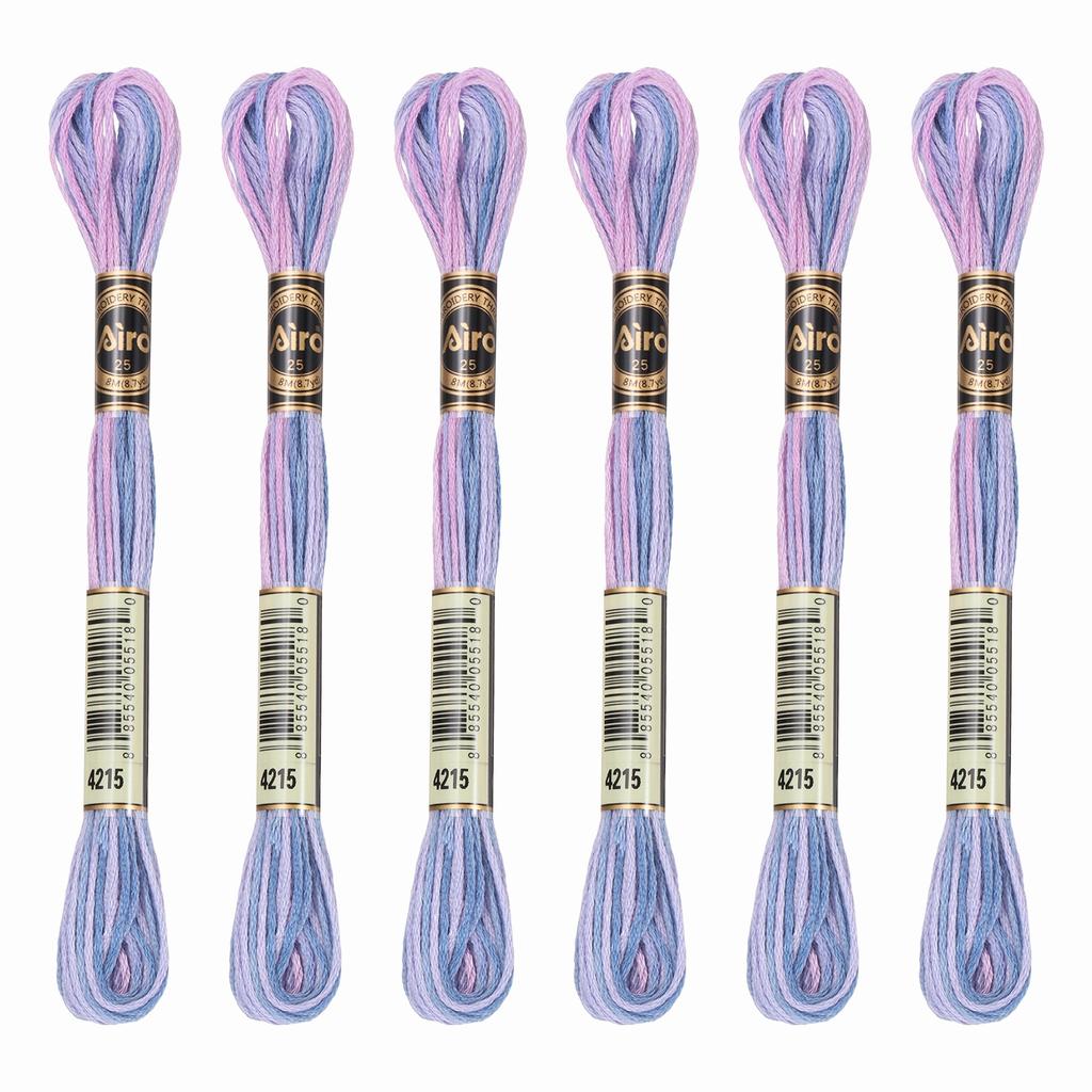 6 Skeins Embroidery Floss, Gradient Colors Polyester Embroidery Threads Bracelets String for Cross-Stitch Hand Embroidery